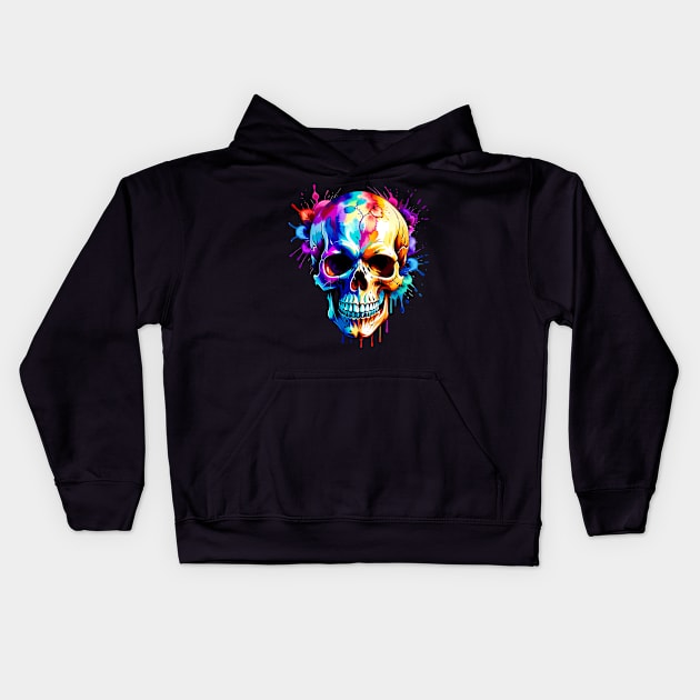 Skull Design in vibrant vector Style Kids Hoodie by Panwise